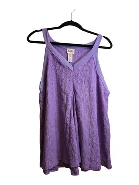 BiBi Lavender V-Neck Textured Knit Tank Top Size XL